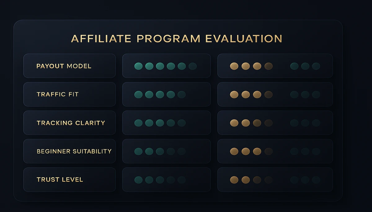 Affiliate program comparison matrix
